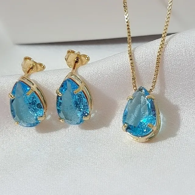 Foto de conjunto pedra gota fusion azul Foto de conjunto pedra gota fusion azul