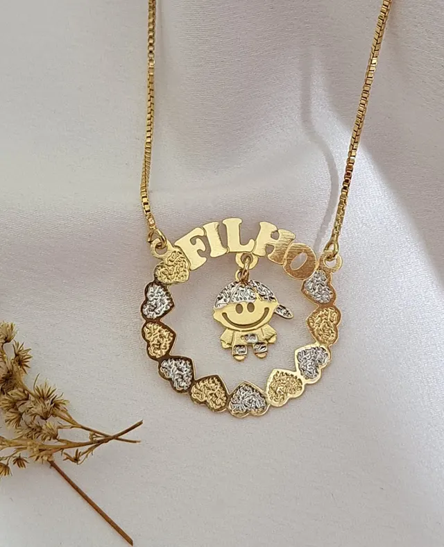 Foto de colar veneziana com pingente filho fixo Foto de colar veneziana com pingente filho fixo
