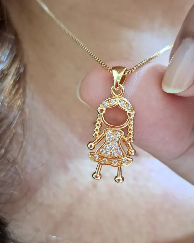Foto de colar veneziana pingente menina com zircônia Foto de colar veneziana pingente menina com zircônia