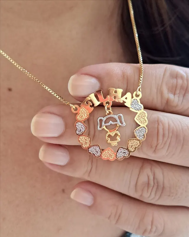 Foto de colar veneziana com pingente filha fixo Foto de colar veneziana com pingente filha fixo