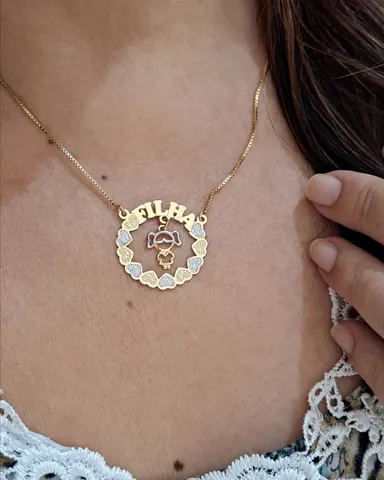Foto de colar veneziana com pingente filha fixo