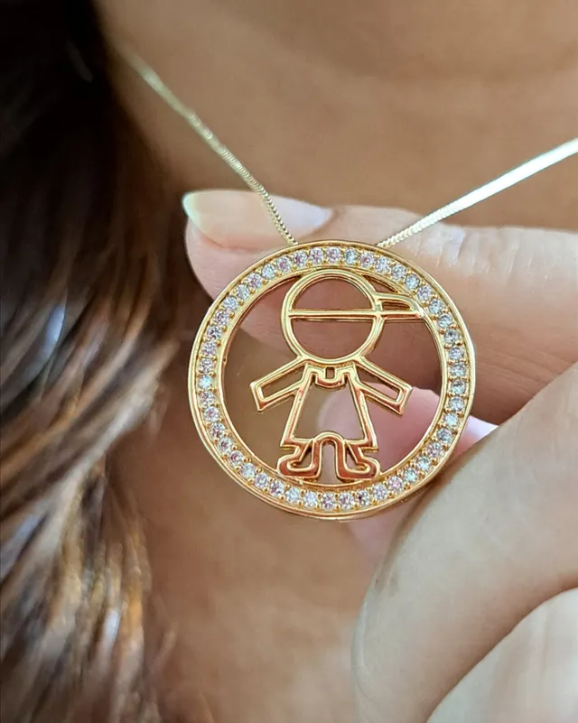 Foto de colar veneziana círculo de zircônias menino Foto de colar veneziana círculo de zircônias menino