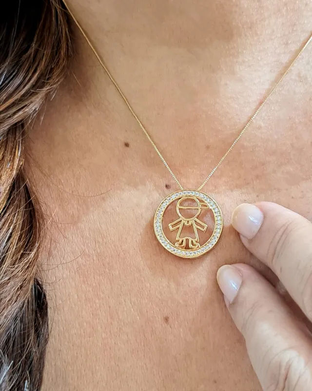 Foto de colar veneziana círculo de zircônias menino Foto de colar veneziana círculo de zircônias menino