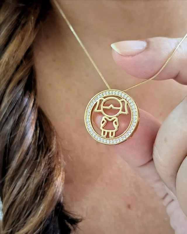 Foto de colar veneziana círculo de zircônias menina Foto de colar veneziana círculo de zircônias menina