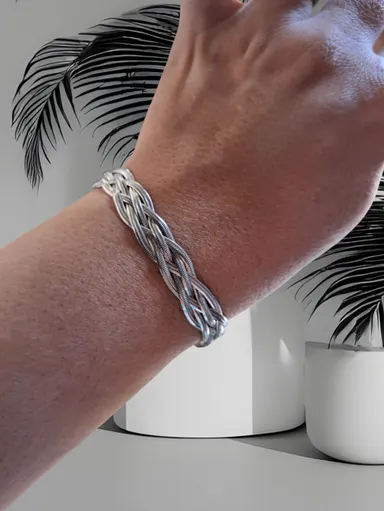 Foto de pulseira trança 5 fitas boleadas de 2mm