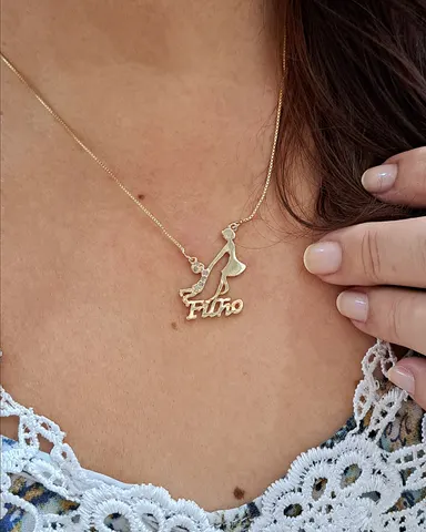 Foto de colar mãe e filho com zircônias