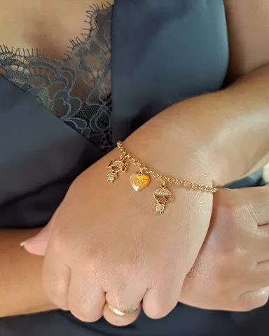 Foto de pulseira casal zircônias elo português