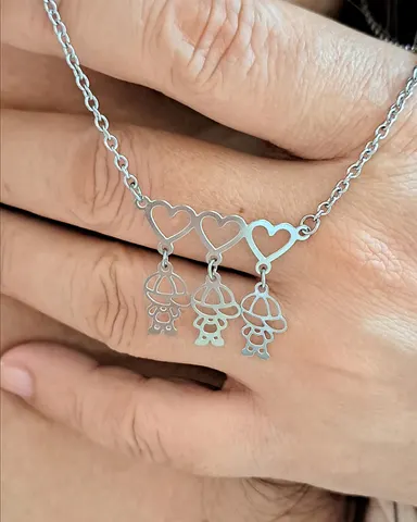 Foto de colar filhos 3 meninos em aço inox