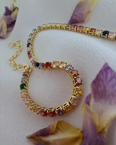 Foto de pulseira riviera zircônias coloridas 2mm