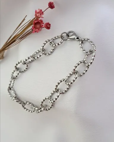 Foto de pulseira max elos torcidos em aço inox