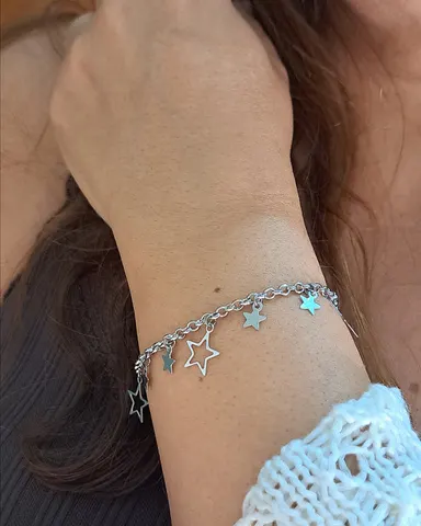Foto de pulseira 11 estrelas em aço inox