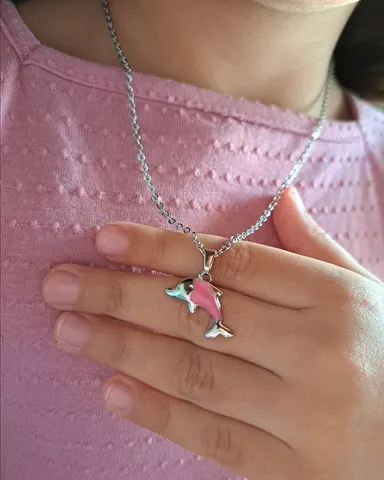 Foto de conjunto golfinho resinado em aço