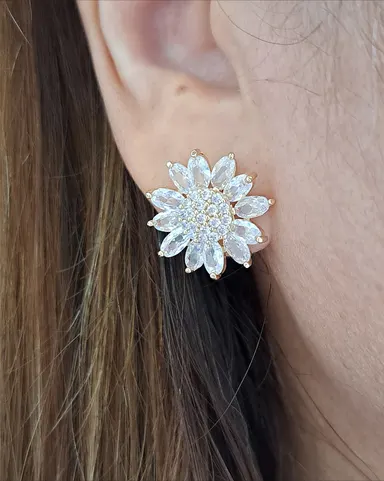 Foto de brinco flor zircônias 12 pétalas