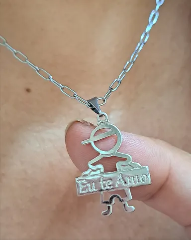Foto de colar menino eu te amo aço inox