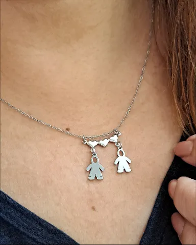 Foto de colar 2 meninos charme aço inox 50cm