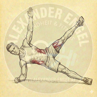 Ellbogen-Seitplanke mit Beinheben