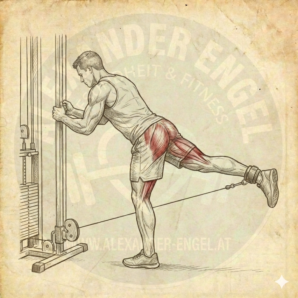 Kickbacks am Kabelzug einbeinig