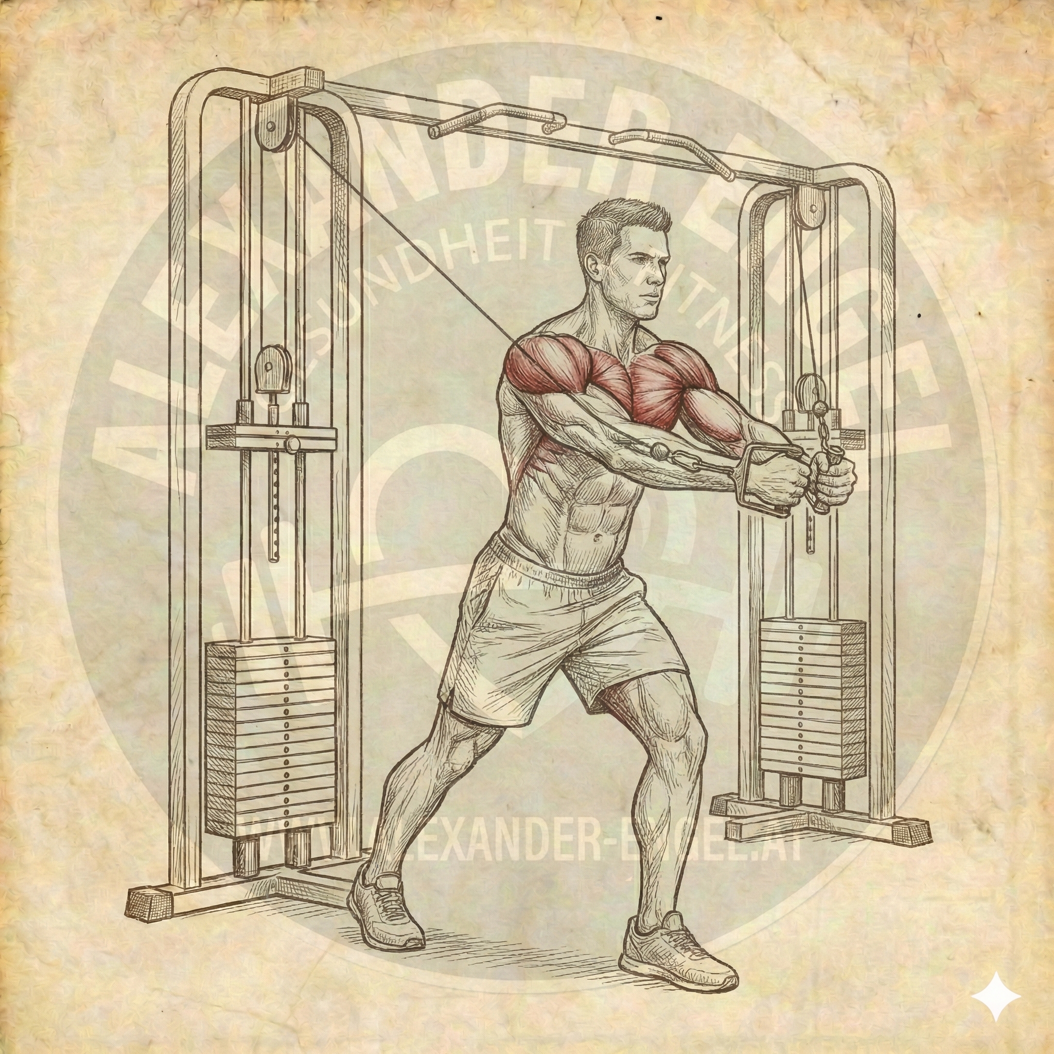 Brustpresse am Kabelzug stehend