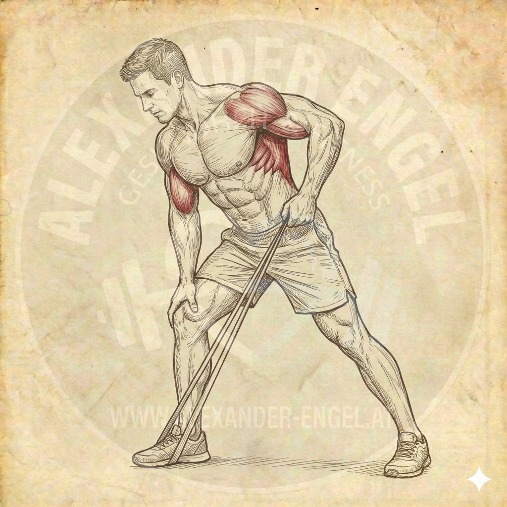 Fitnessband - Einarmiges rudern stehend