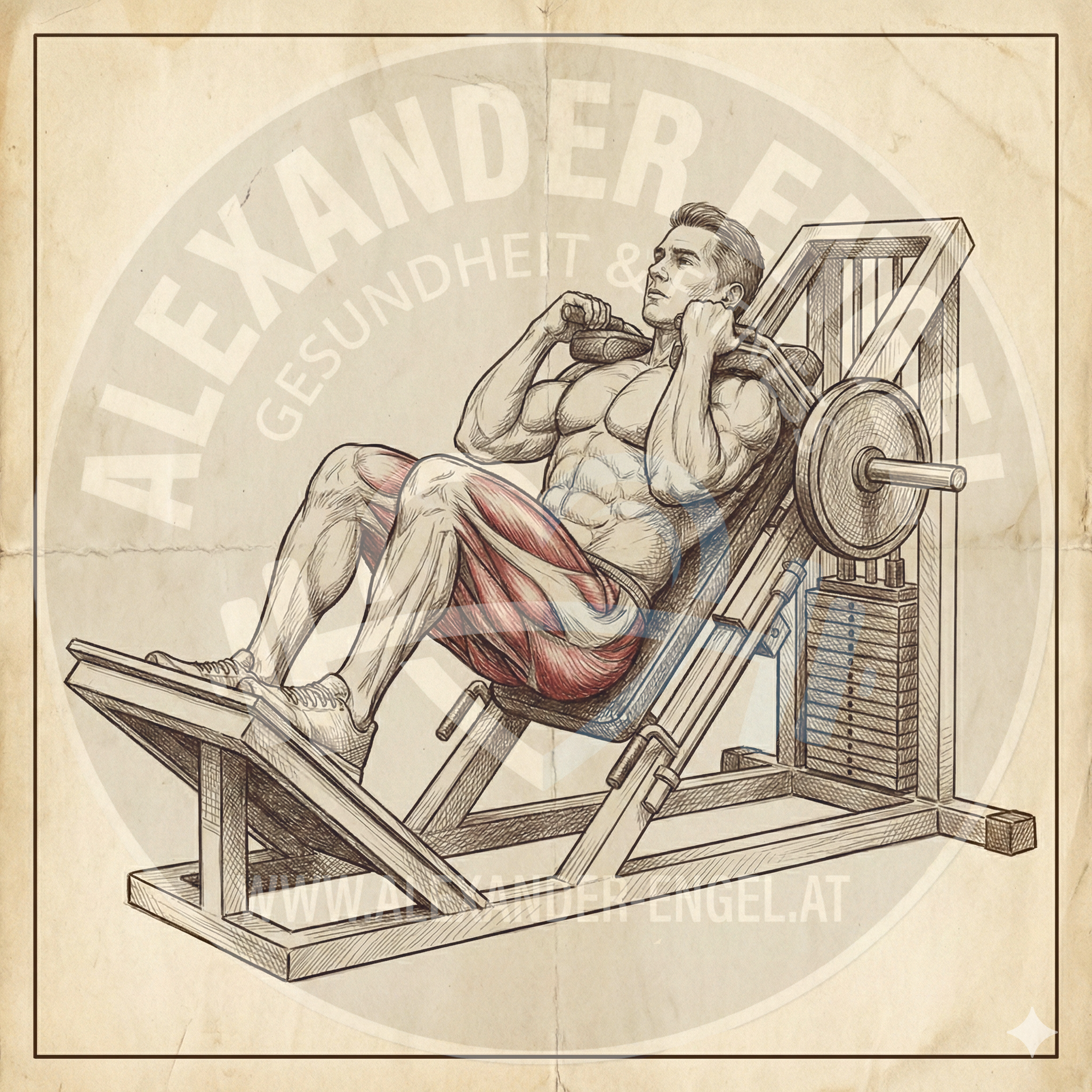 Hackenschmidt-Kniebeuge an der Maschine