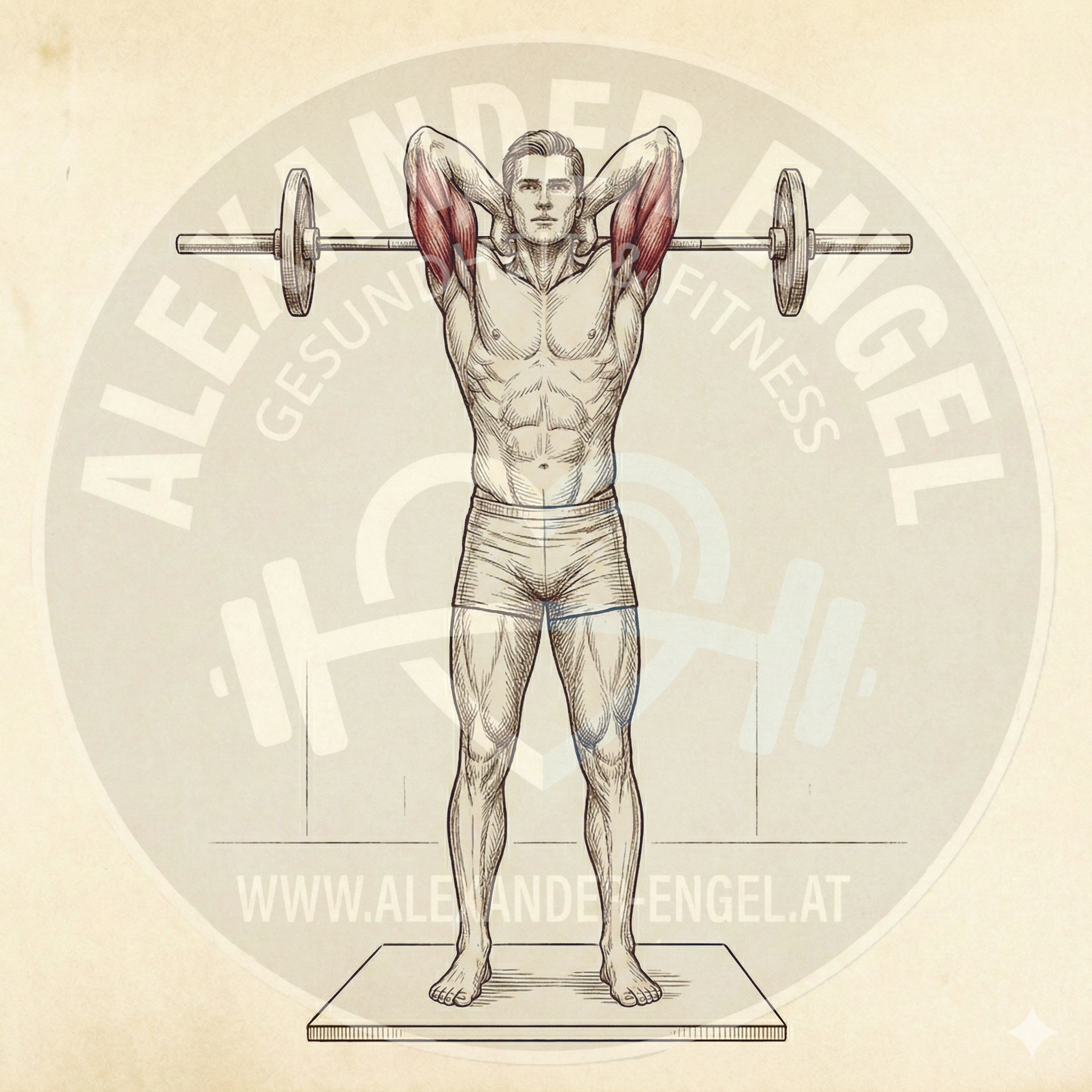 Trizepsdrücken stehend mit der Langhantel