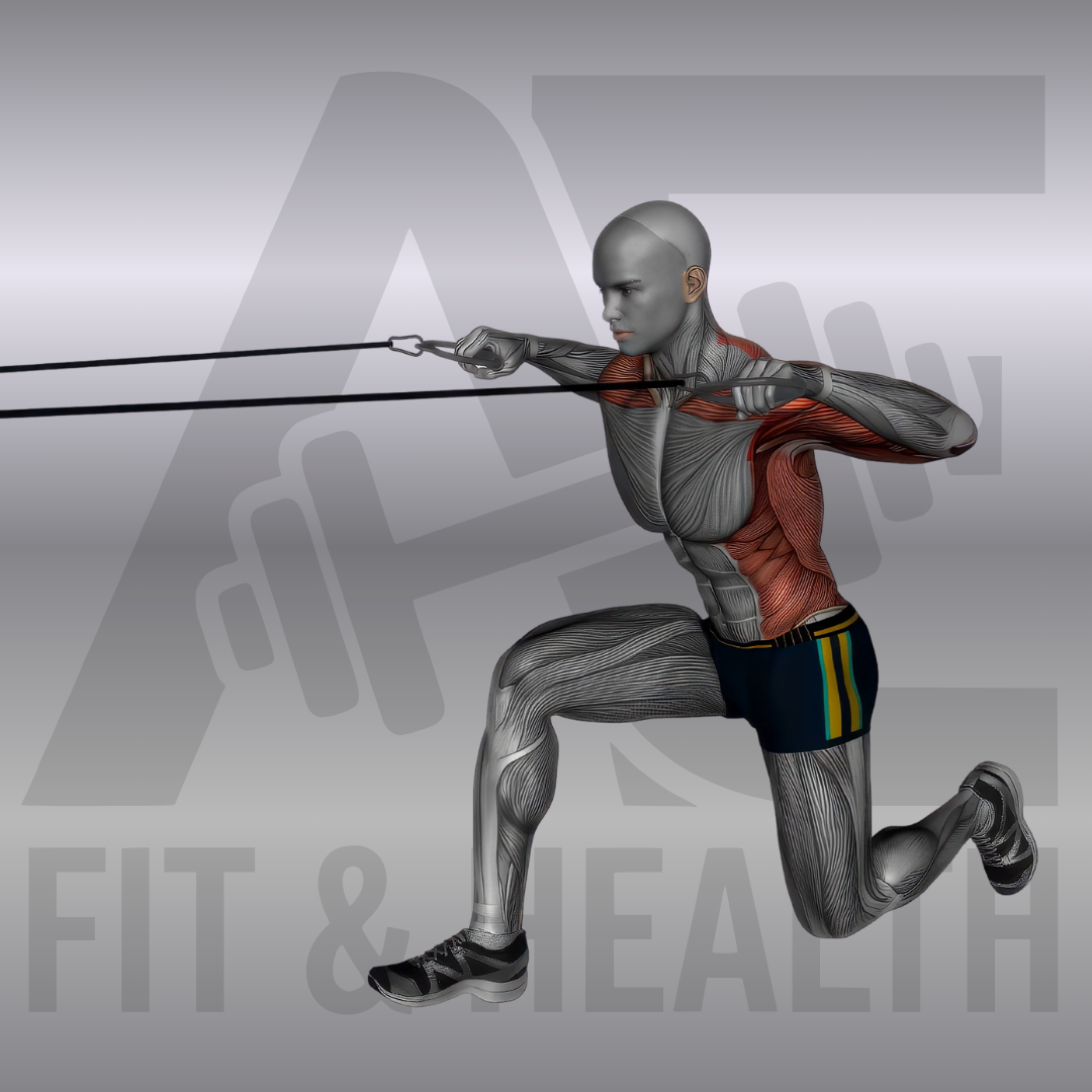 Resistance Band Cable Row – Eine Person steht aufrecht, hält ein fixiertes Widerstandsband mit beiden Händen und zieht die Ellbogen nah am Körper nach hinten für ein effektiv beanspruchtes Rückentraining.