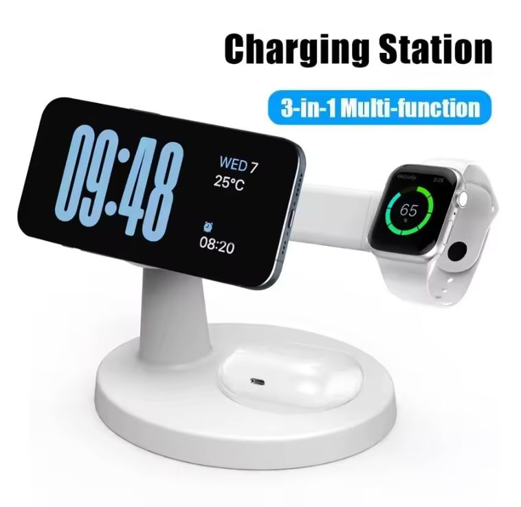 아이폰 16 15 14 13 12 Pro Max, 아이워치 울트라, 에어팟 프로용 3 in 1 30W 접이식 무선 충전 스테이션 고속 충전 스탠드 도크