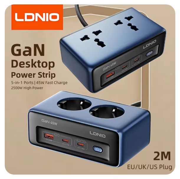 LDNIO 한국형 고속충전기 큐브 고용량 멀티탭 2M 2구 써지오 멀티탭 45W c타입 충전기 us uk eu kr 돼지코 4.8mm 멀티콘센트