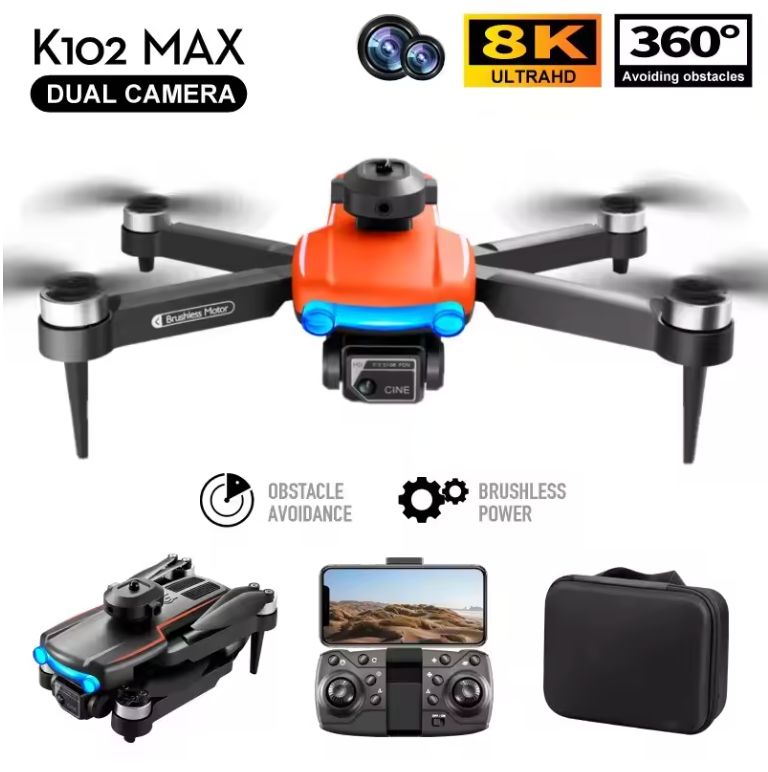 K102 MAX 브러시리스 드론 4K Profesional HD 듀얼 카메라 광학 흐름 장애물 회피 항공 사진 Foldable Quadcopter