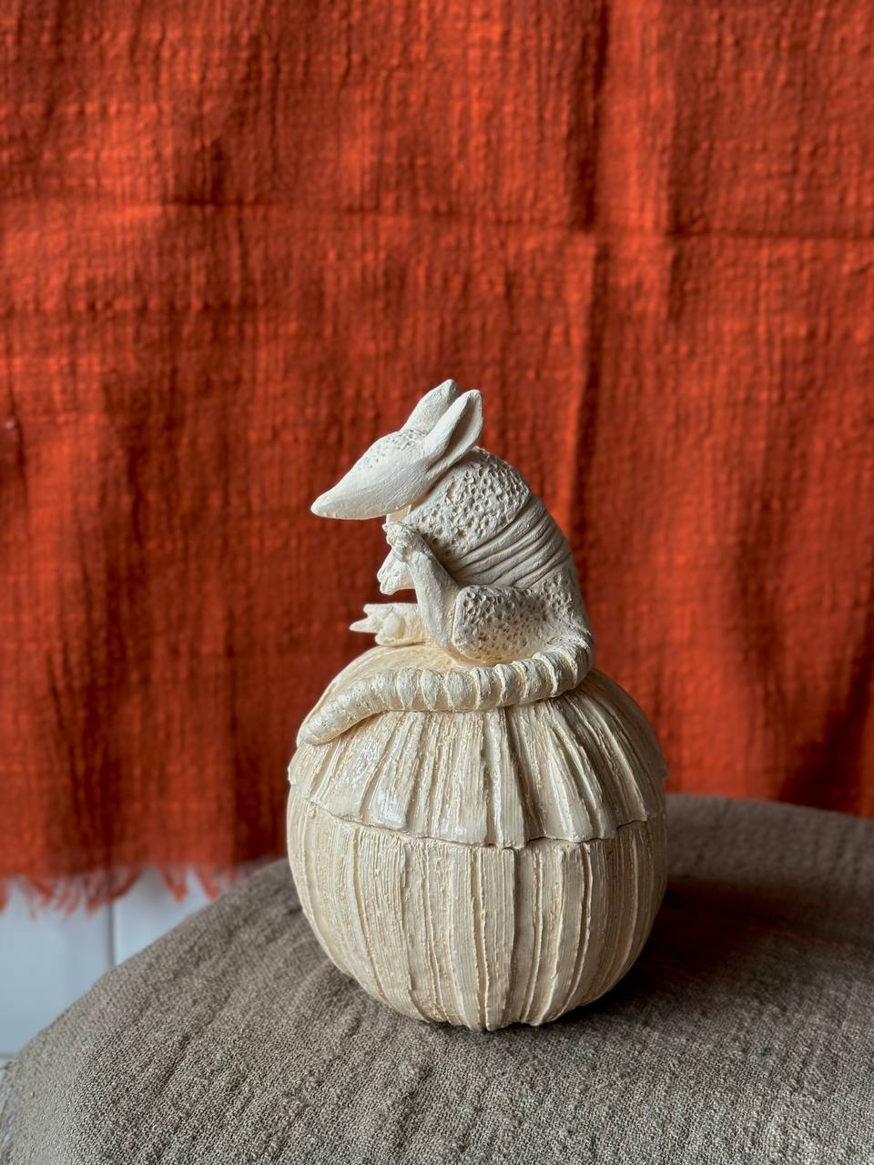 ‘Armadillo’ trinket holder — handmade ceramic sculpture by Alisa Merenfeld