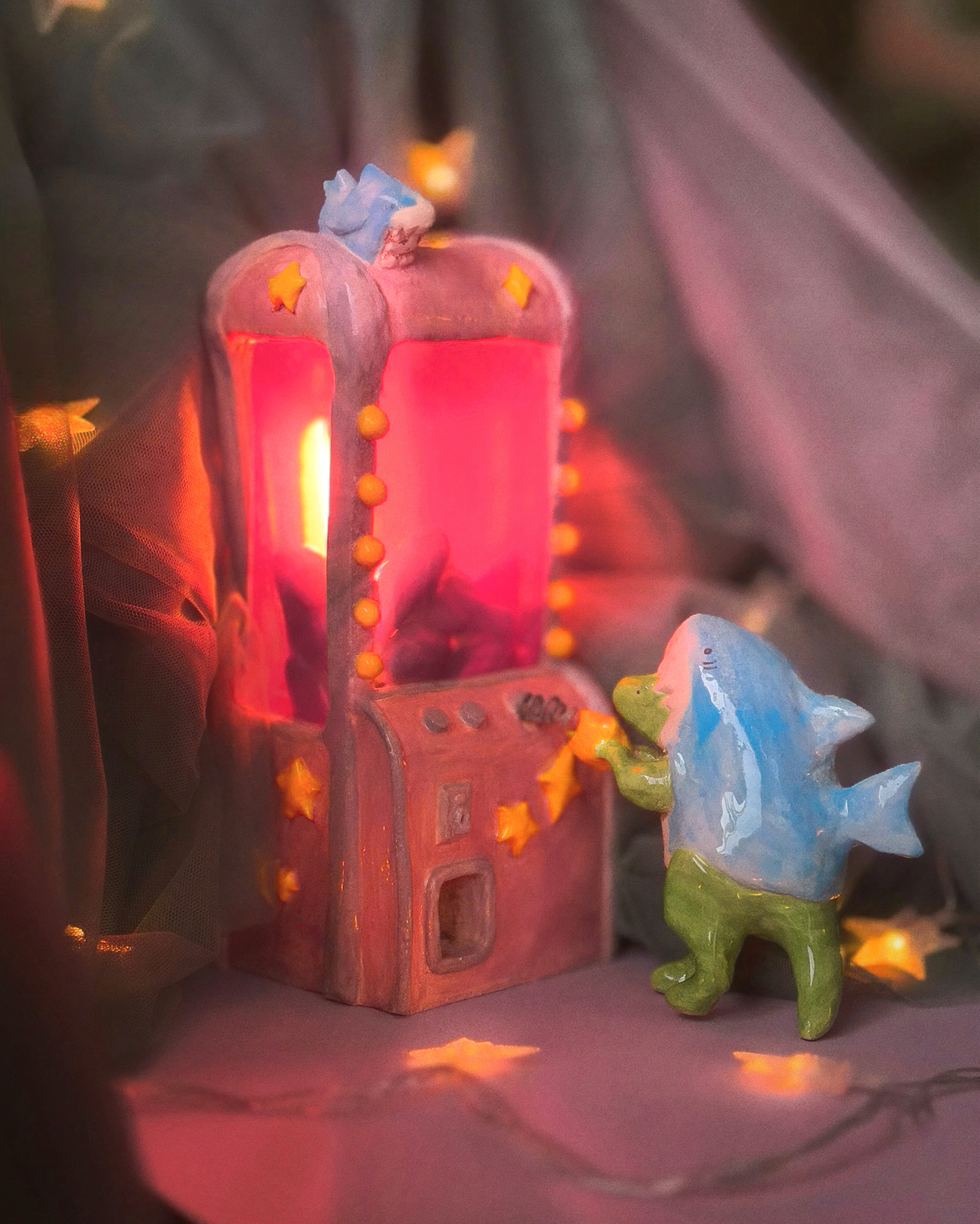 ‘Toy machine for shark-lovers’ lamp — handmade ceramic lamp by Alisa Merenfeld