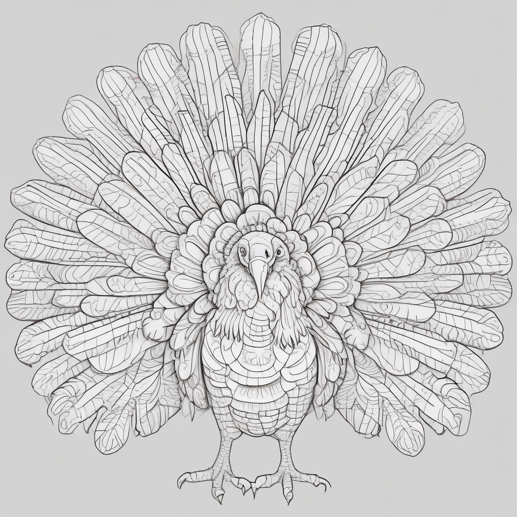 Colorless turkey with feathers fanned out
