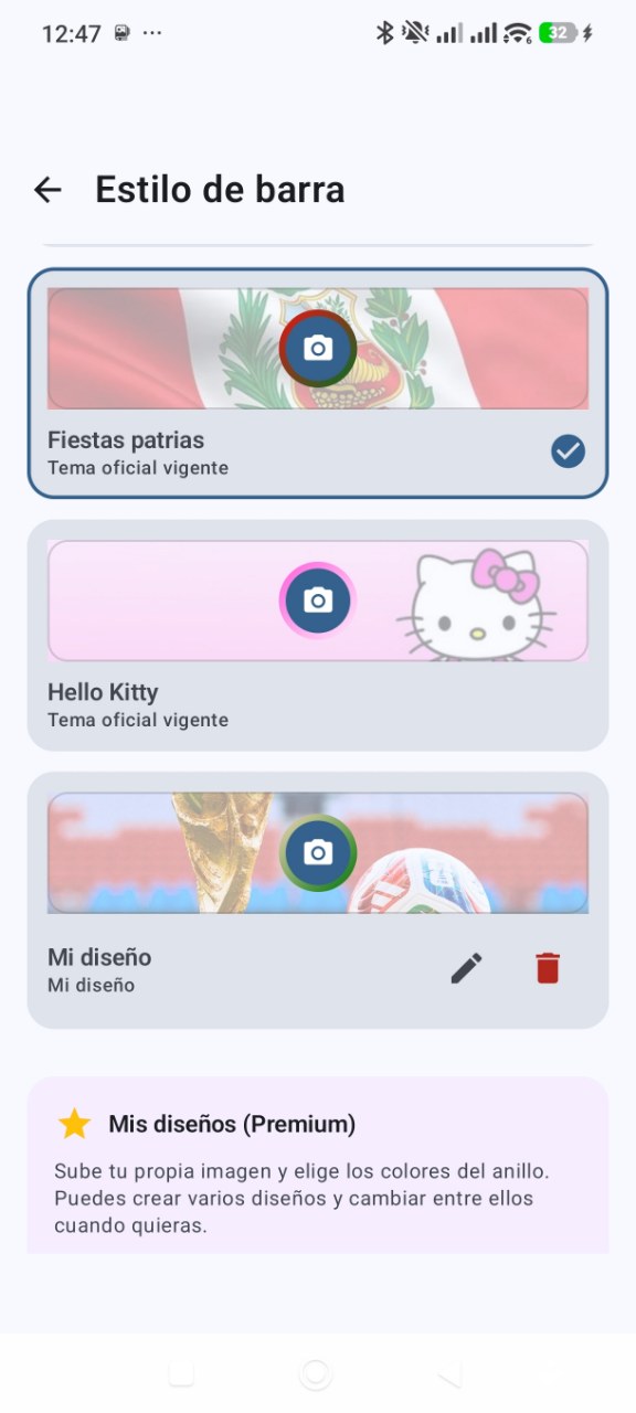Personalización de barra en imagiDary