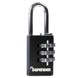DEFENDER Black Diecast Combination Padlock