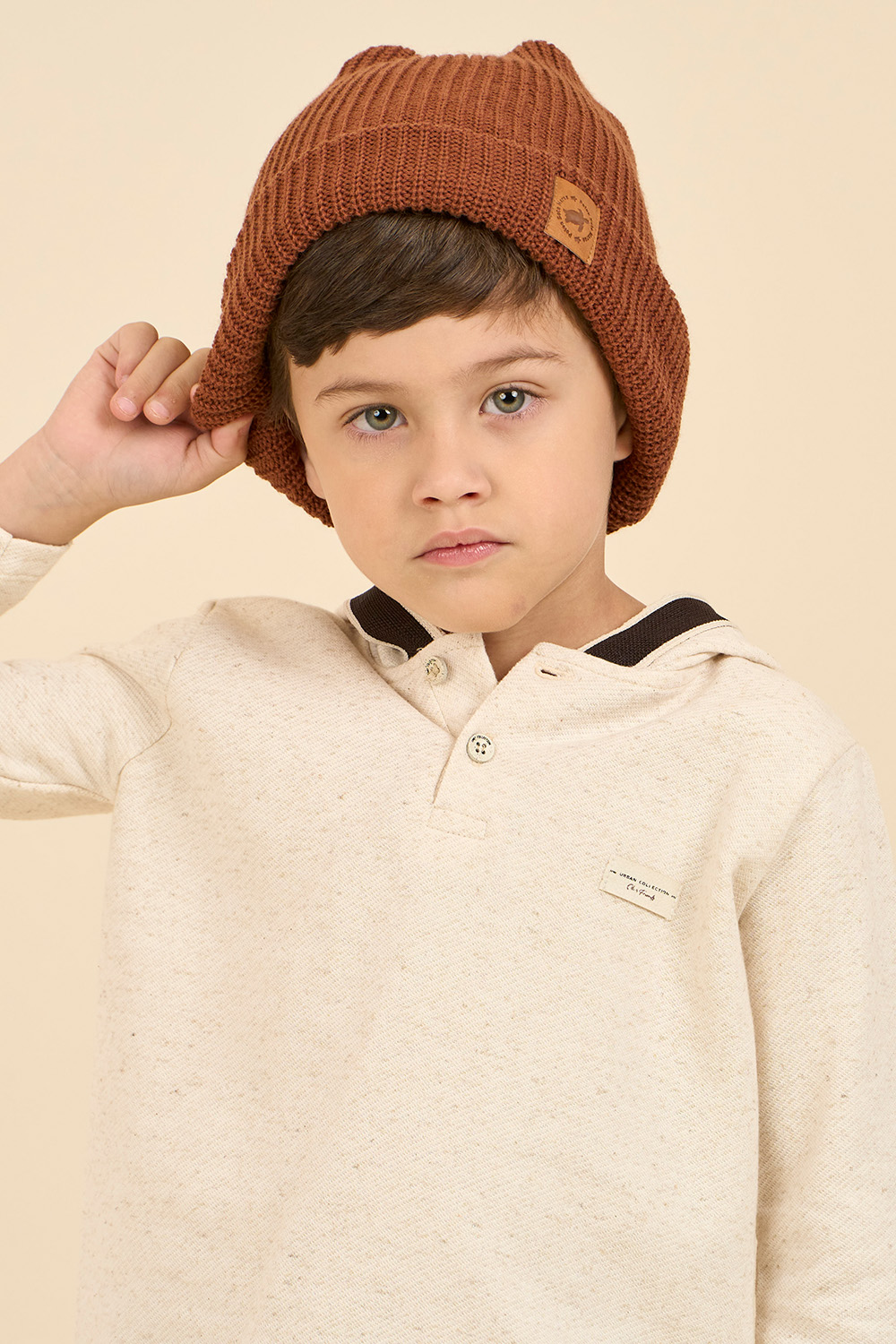 Gorro em retilíneo - Marrom