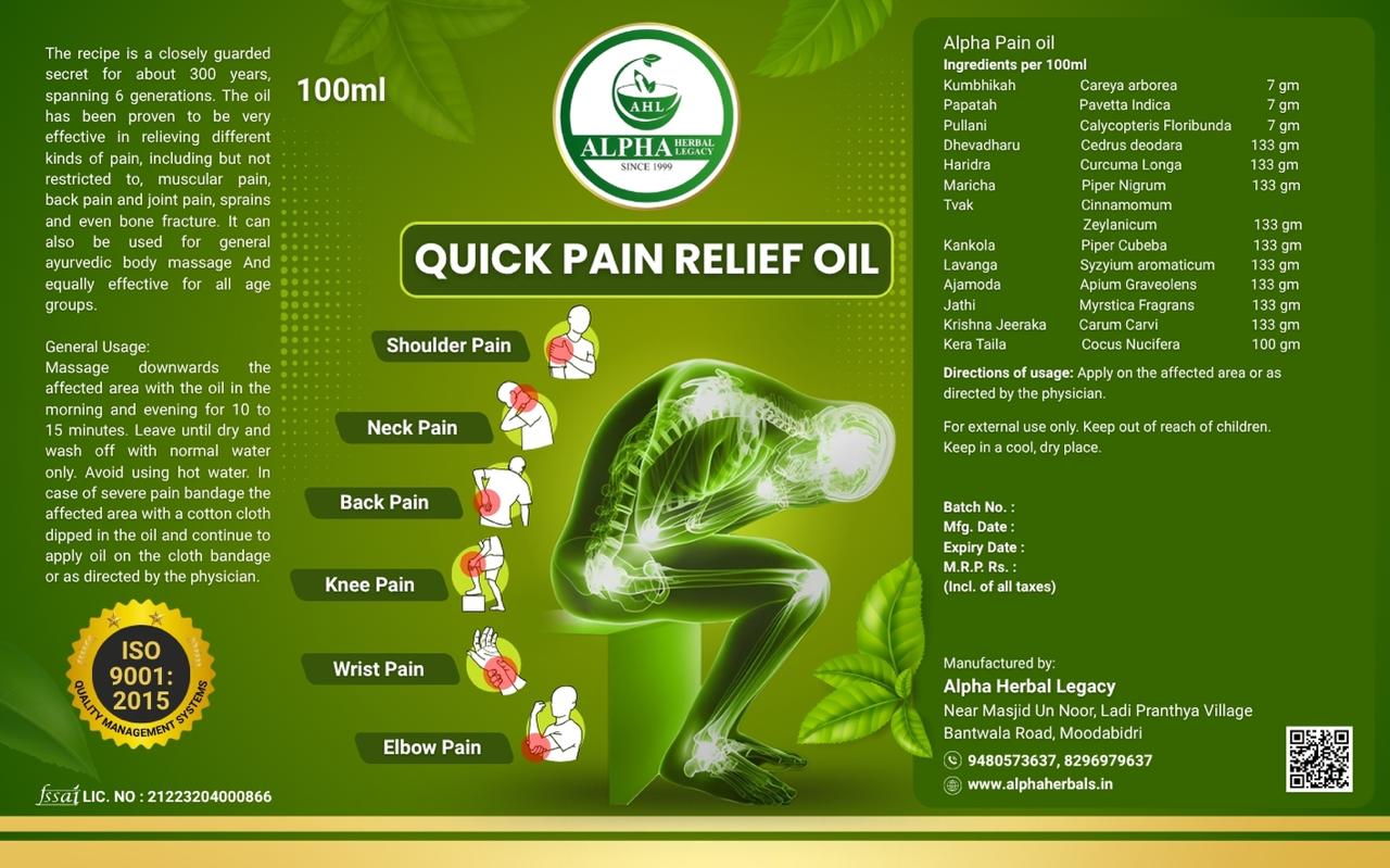 Quick pain relief oil
