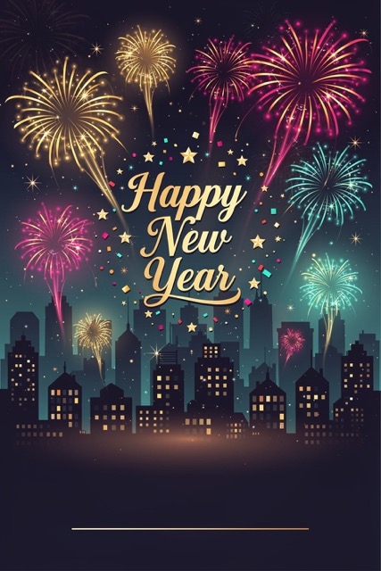 Happy New Year digital e-card template