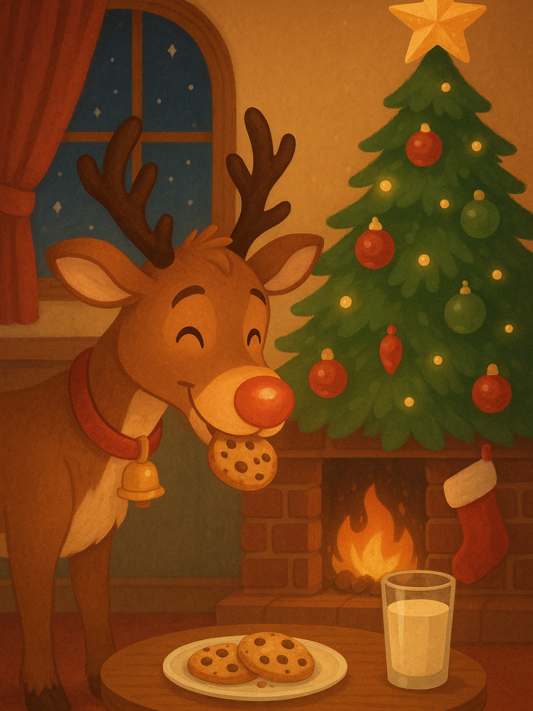 AI-designed Christmas e-card with reindeer