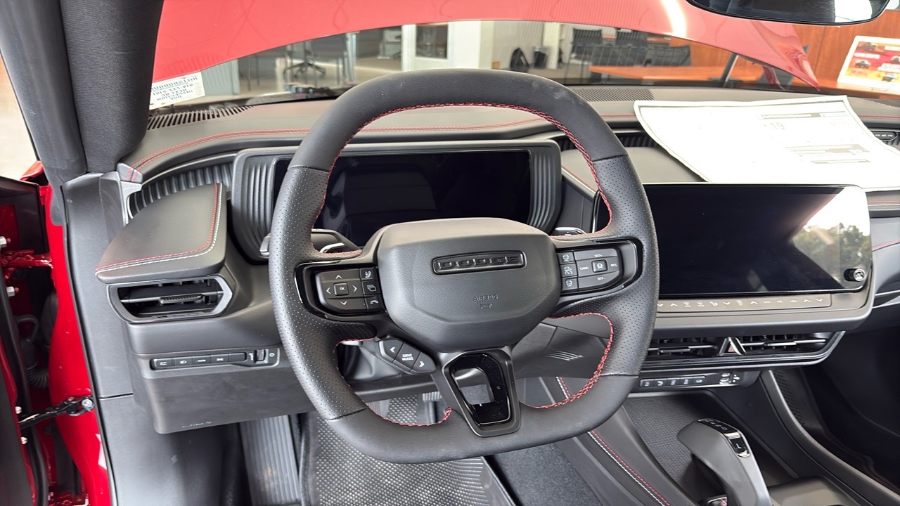 2026 Dodge Charger Scat Pack — Red interior and detail view 12, for sale at Jkhc 8889 in Hillsborough, NC