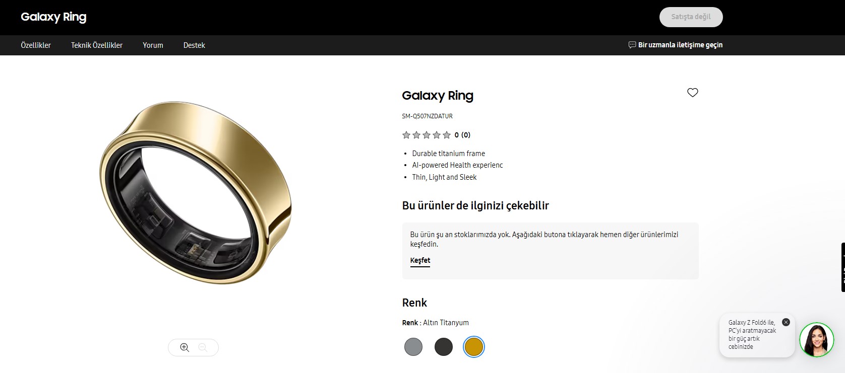 Samsung, Türkiye için Galaxy Ring'in ürün sayfasını yayımladı