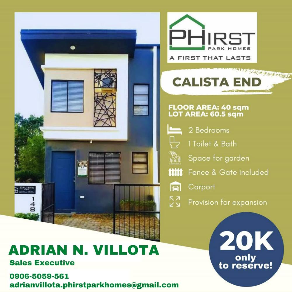 PHirst Park Homes - 2 BR Calista End β Philippines,