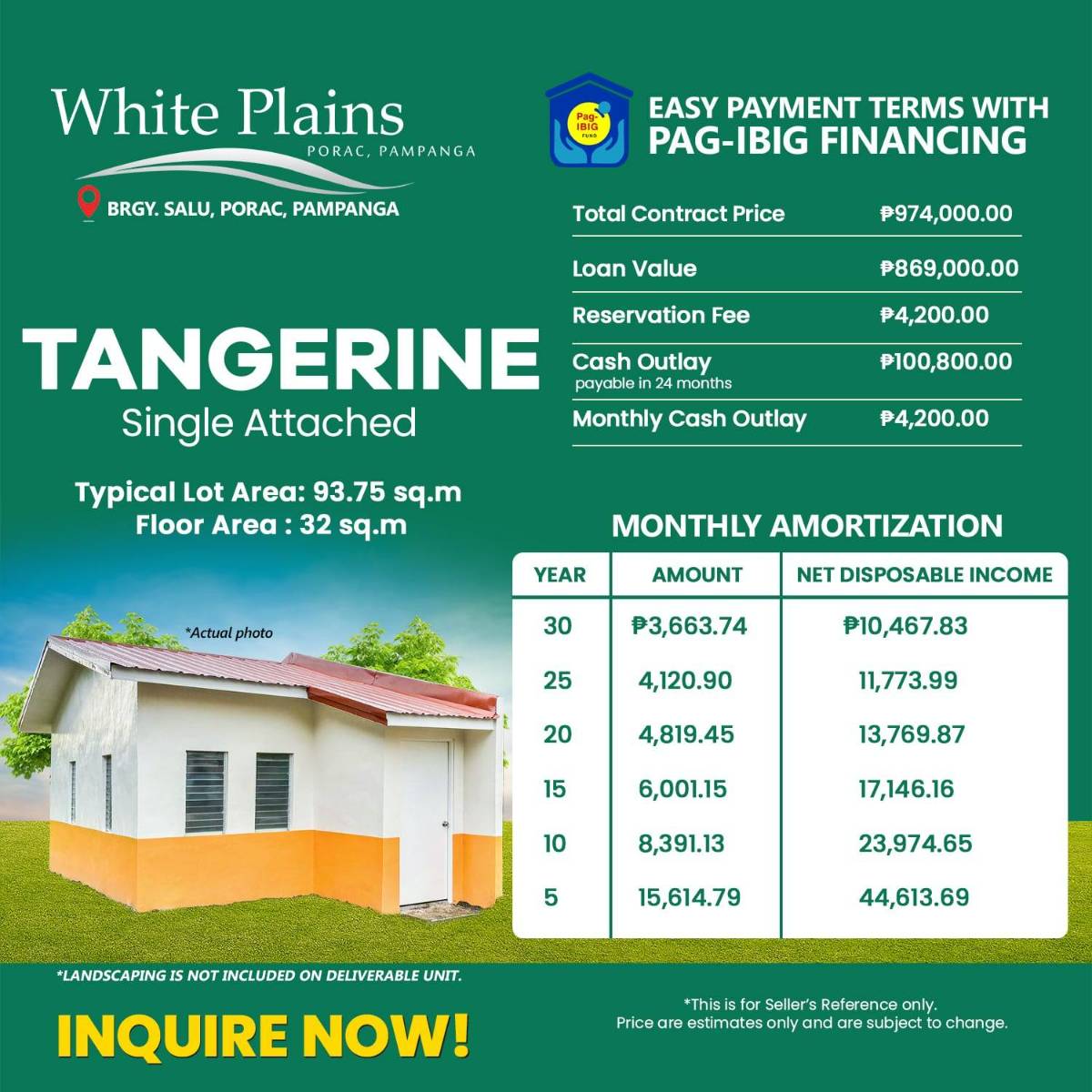 White Plains - Single Attached ( Tangerine Model) in Philippines, 