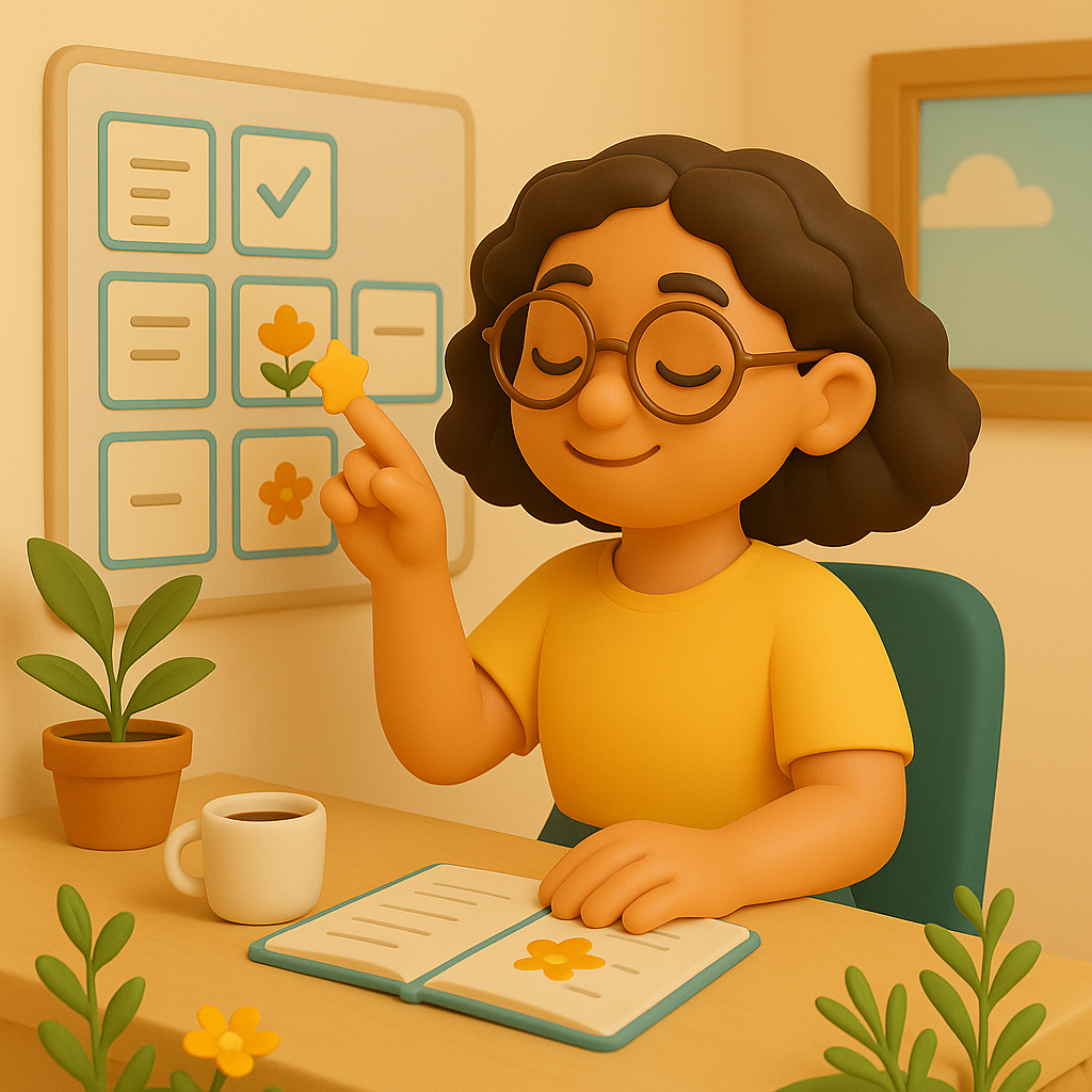 Alumia planejando uma atividade de estudo