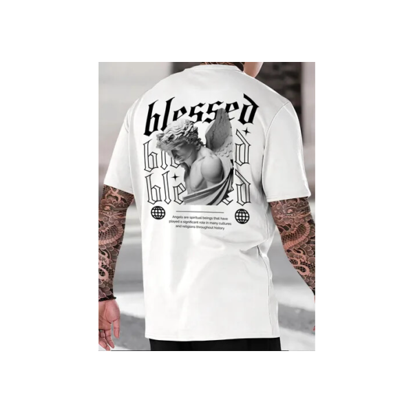 Camiseta Masculina Streetwear Camisa Algodão Blessed Slim