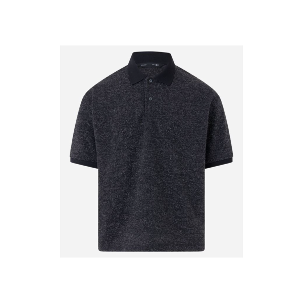 Polo Texturizada em Tricô com Fio Metalizado Preto
