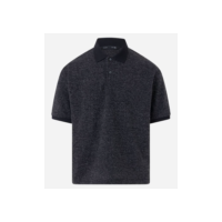 Polo Texturizada em Tricô com Fio Metalizado Preto