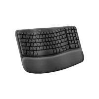 Teclado Ergonômico sem fio Logitech Wave Keys com Design Ondulado, Suporte para Descanso de Pulso Acolchoado, Bluetooth ou Receptor USB Logi Bolt, Compatível com Windows/Mac e Layout US - Grafite