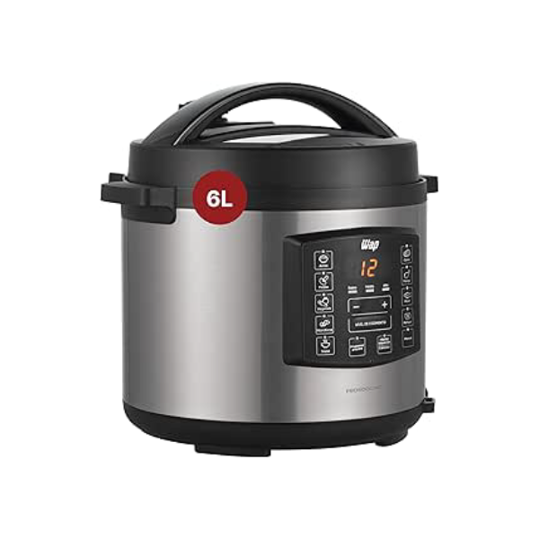WAP Panela de Pressão Elétrica em Inox WPPE1 com Painel Digital, 6 Litros, Antiaderente, Timer Programável, 1000W, 127V