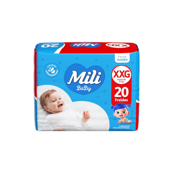 Mili Fralda Baby Jumbo Xxg - 20 Unidades