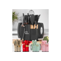 Kit Conjunto19 Pçs De Utensílios Facas Silicone Cozinha Jogo Completo Batedeira Colher Pegador -R9